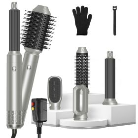 6 In 1 Hot Air Styler Volumizer Straightener Curler Dryer Automatic Wrap Styler Hair Dryer Brush Set with 3 Temp Settings ALCI Plug Glove Cable Zip Ti