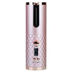 Cordless Hair Curler Automatic Curling Iron Wand Portable USB Rechargeable Ceramic Barrel Hair Curling Tool Fast Heating with 6 Temperature Set Timer (Option: HairCurlerPink)