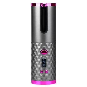 Cordless Hair Curler Automatic Curling Iron Wand Portable USB Rechargeable Ceramic Barrel Hair Curling Tool Fast Heating with 6 Temperature Set Timer (Option: HairCurlerGrey)